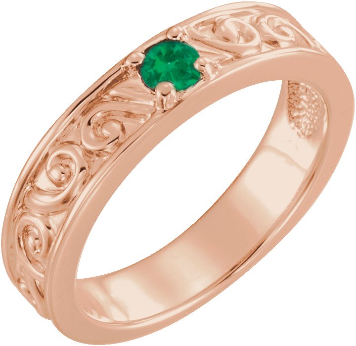 14K Rose Chatham Created Emerald Stackable Family Ring Ref 16232558