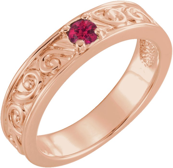 14K Rose Chatham Created Ruby Stackable Family Ring Ref 16232566