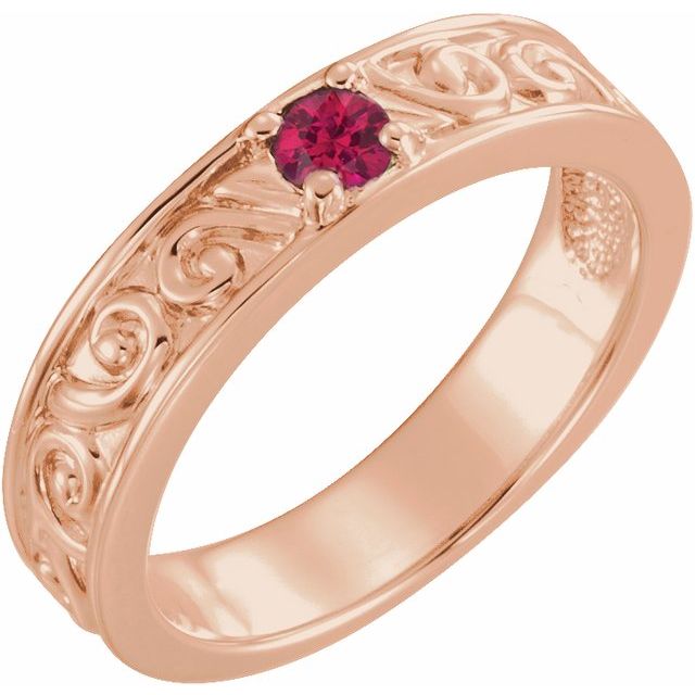 14K Rose Natural Ruby Family Stackable Ring