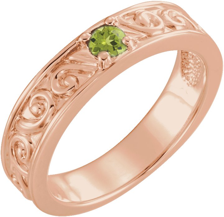14K Rose Peridot Stackable Family Ring Ref 16232534