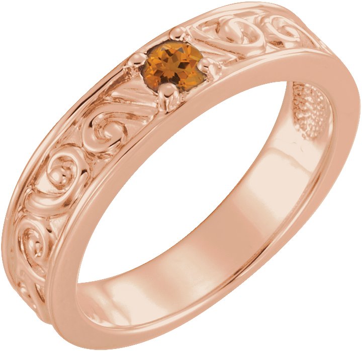 14K Rose Citrine Stackable Family Ring Ref 16232546