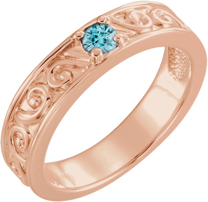 14K Rose Blue Zircon Stackable Family Ring Ref 16232550