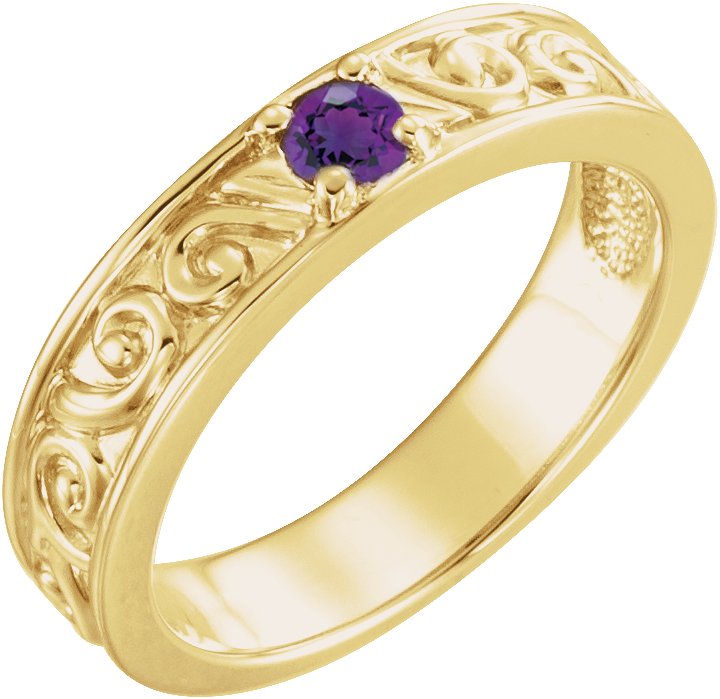 14K Yellow Amethyst Stackable Family Ring Ref 16232509