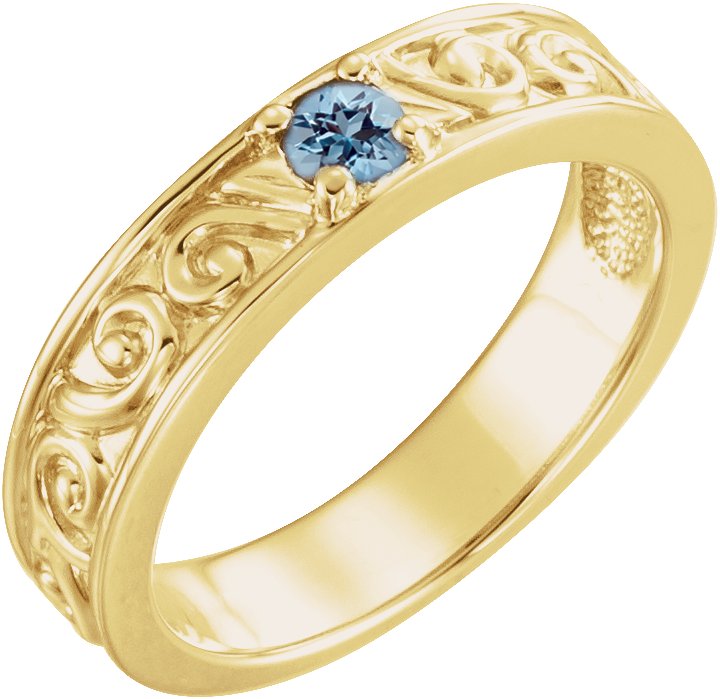 14K Yellow Aquamarine Stackable Family Ring Ref 16232513