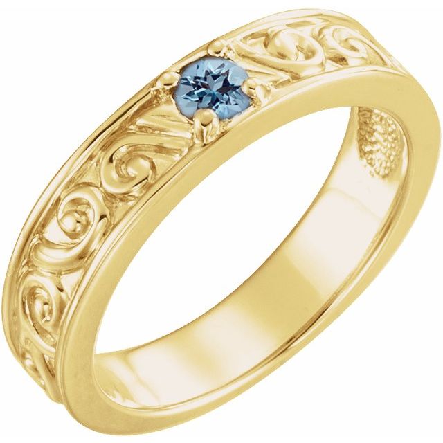 14K Yellow Natural Aquamarine Family Stackable Ring