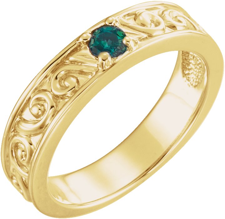 14K Yellow Chatham Created Alexandrite Stackable Family Ring Ref 16232561