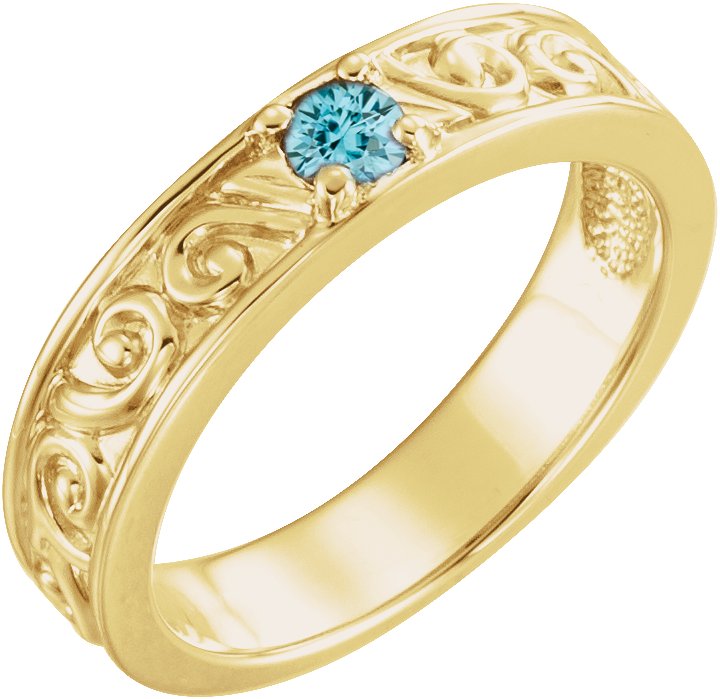 14K Yellow Blue Zircon Stackable Family Ring Ref 16232549