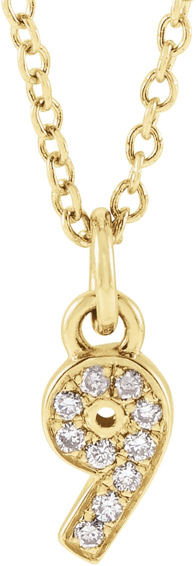 14K Yellow .04 CTW Natural Diamond Numeral 9 16-18" Necklace