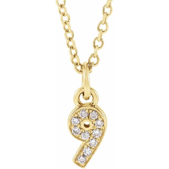 14K Yellow .04 CTW Natural Diamond Numeral 9 16-18