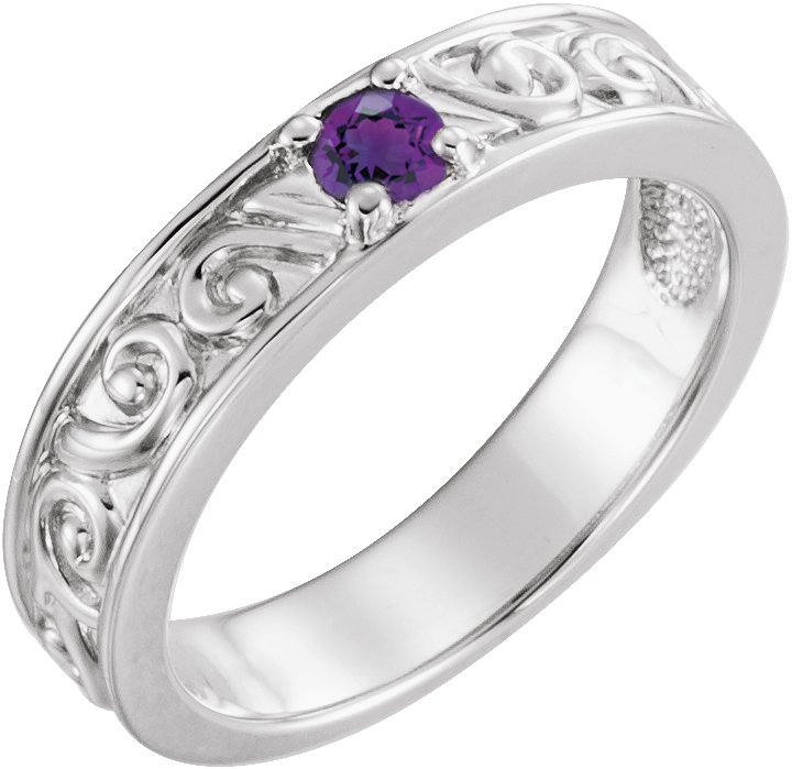 14K White Amethyst Stackable Family Ring Ref 16232508