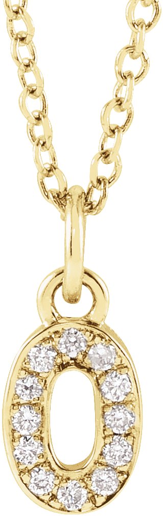 14K Yellow Petite Pavé™ .04 CTW Natural Diamond Numeral 0 16-18" Necklace