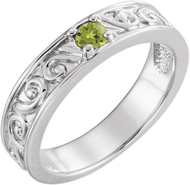 14K White Peridot Stackable Family Ring Ref 16232532