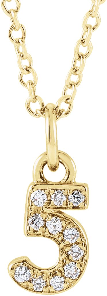 14K Yellow .04 CTW Diamond Numeral 5 16-18" Necklace