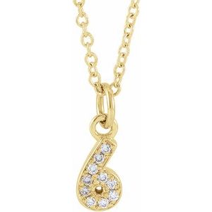 14K Yellow .04 CTW Natural Diamond Numeral 6 16-18" Necklace