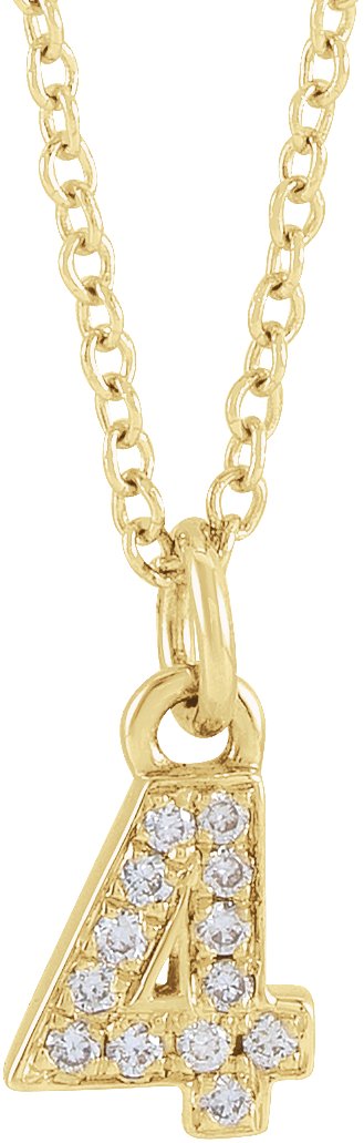 14K Yellow Petite Pavé™ .03 CTW Natural Diamond Numeral 4 16-18 Necklace