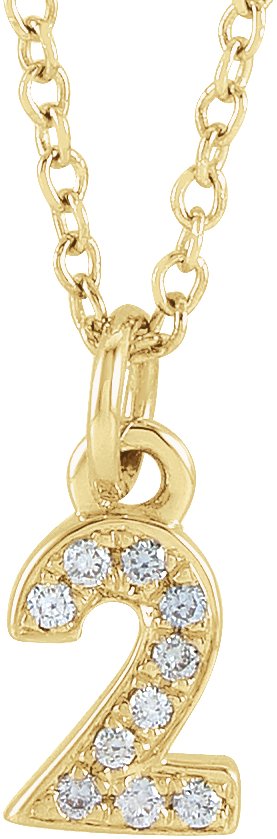 14K Yellow .03 CTW Natural Diamond Numeral 2 16-18" Necklace