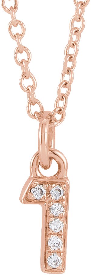 14K Rose .02 CTW Natural Diamond Numeral 1 16-18" Necklace