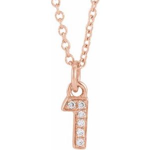 14K Rose .02 CTW Natural Diamond Numeral 1 16-18" Necklace