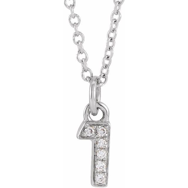 14K White .02 CTW Diamond Numeral 1 16-18" Necklace
