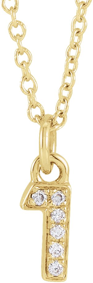 14K Yellow .02 CTW Natural Diamond Numeral 1 16-18" Necklace