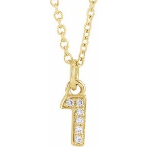 14K Yellow .02 CTW Natural Diamond Numeral 1 16-18" Necklace