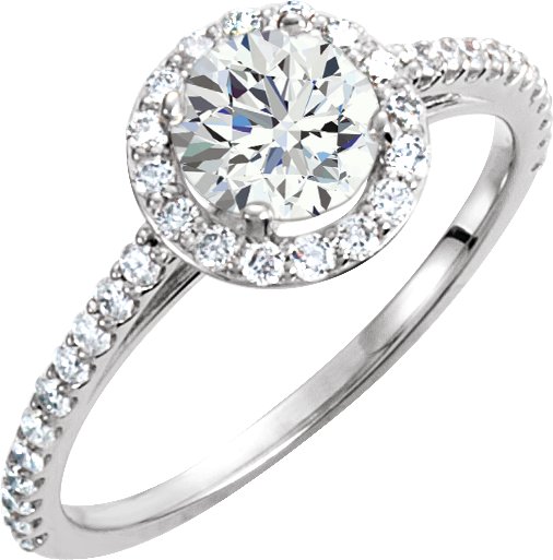 14K White 6.5 mm Round Forever One™ Moissanite & 3/8 CTW Diamond Ring