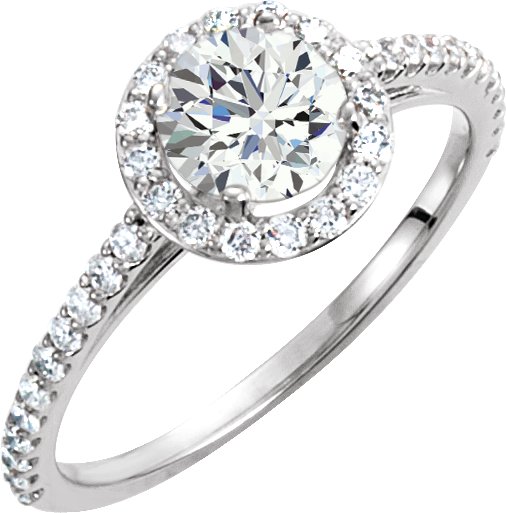 14K White 6.5 mm Round Forever One Moissanite and .375 CTW Diamond Ring Ref 12886713