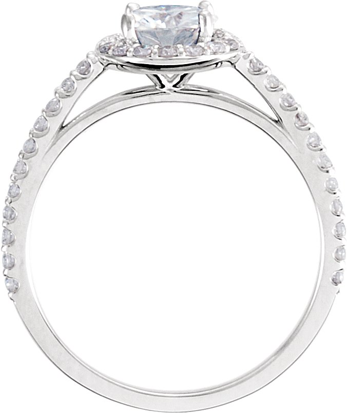 14K White 6.5 mm Round Forever One™ Moissanite & 3/8 CTW Diamond Ring