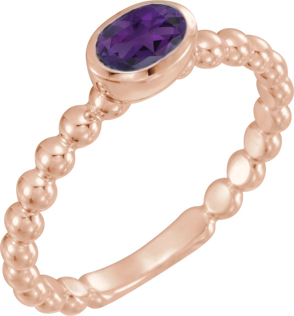 14K Rose Amethyst Stackable Family Ring Ref 16233025