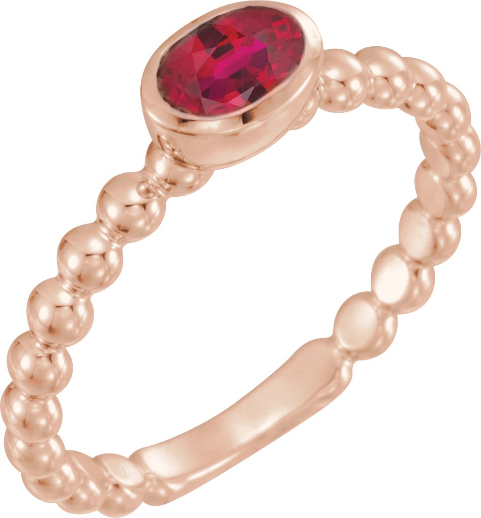 14K Rose Chatham Created Ruby Stackable Family Ring Ref 16233077