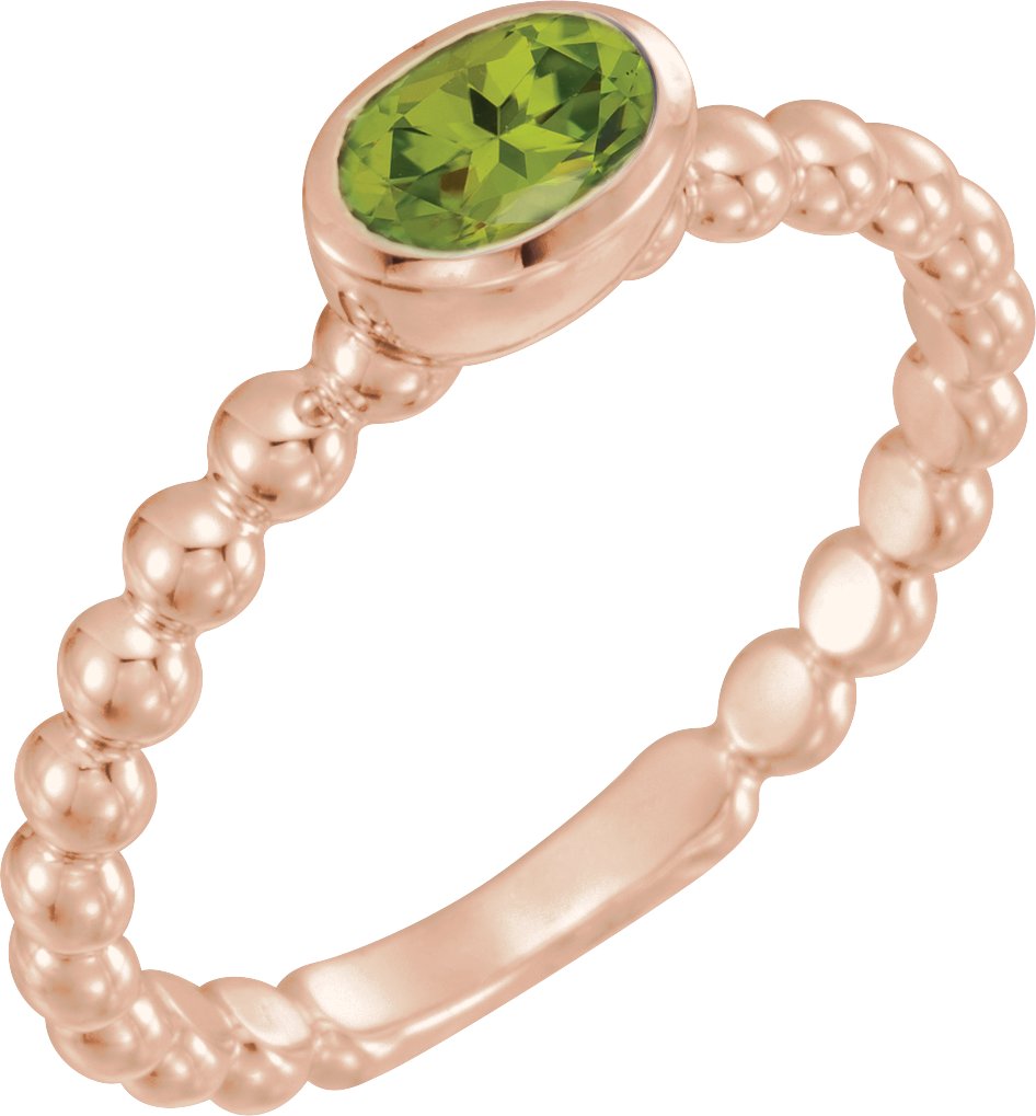 14K Rose Peridot Stackable Family Ring Ref 16233045