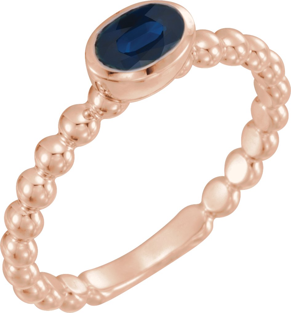 14K Rose Blue Sapphire Stackable Family Ring Ref 16233049