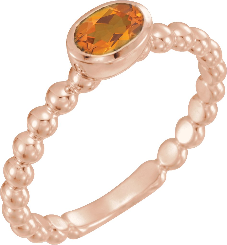 14K Rose Citrine Stackable Family Ring Ref 16233057