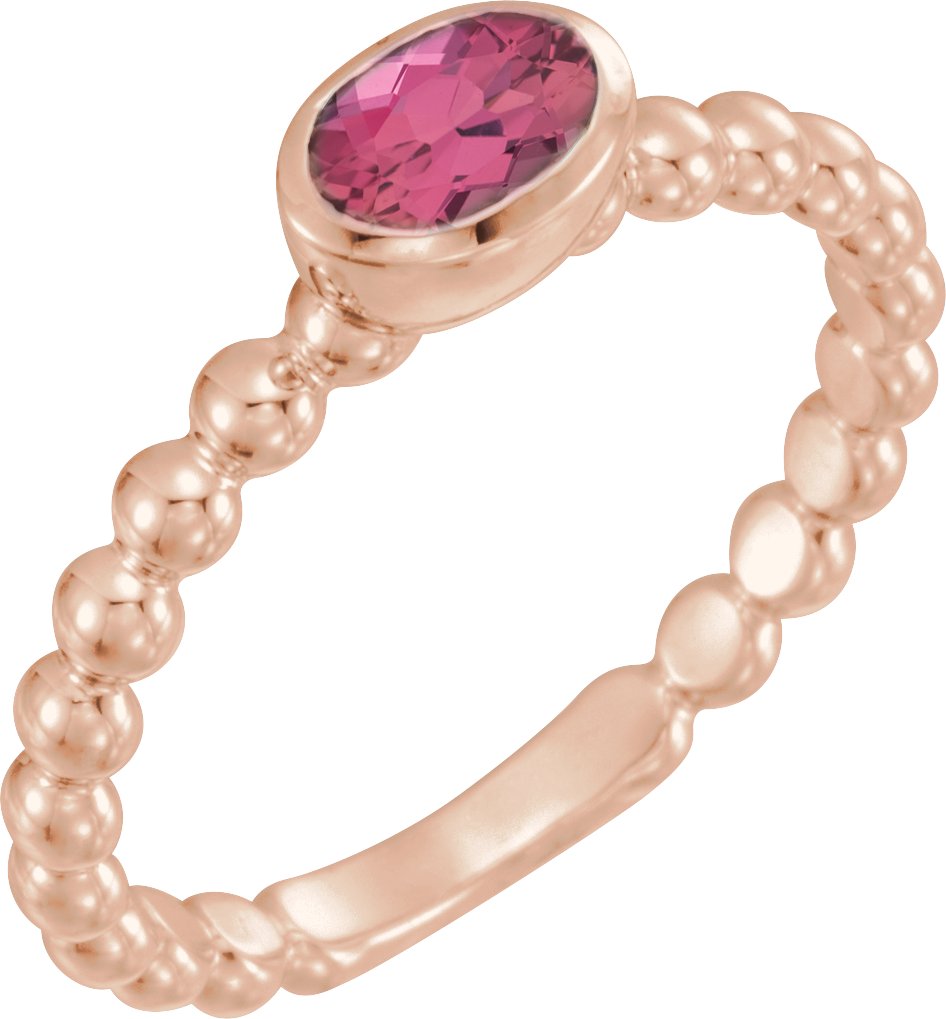 14K Rose Pink Tourmaline Stackable Family Ring Ref 16233053