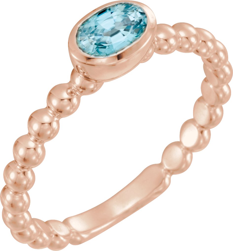 14K Rose Blue Zircon Stackable Family Ring Ref 16233061