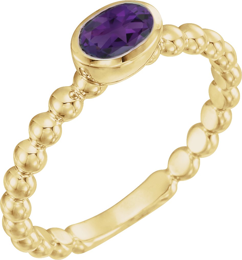 14K Yellow Amethyst Stackable Family Ring Ref 16233024