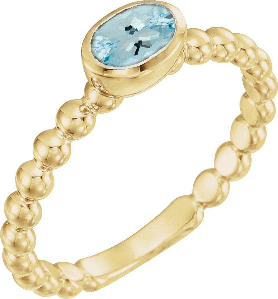 14K Yellow Aquamarine Stackable Family Ring Ref 16233028