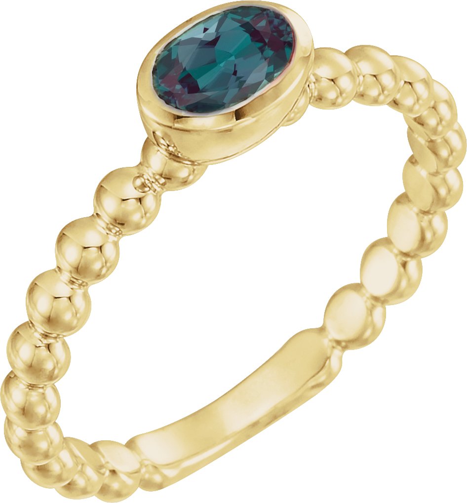 14K Yellow Chatham Created Alexandrite Stackable Family Ring Ref 16233072