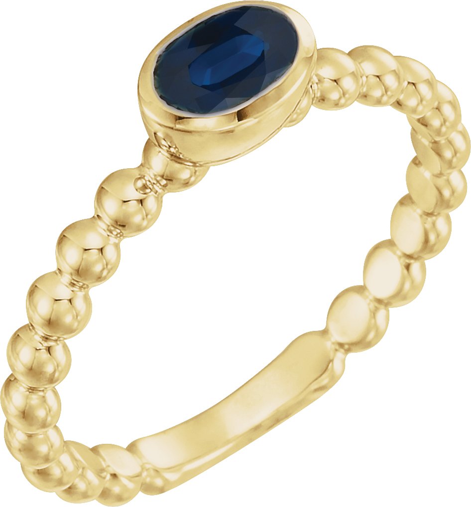 14K Yellow Blue Sapphire Stackable Family Ring Ref 16233048