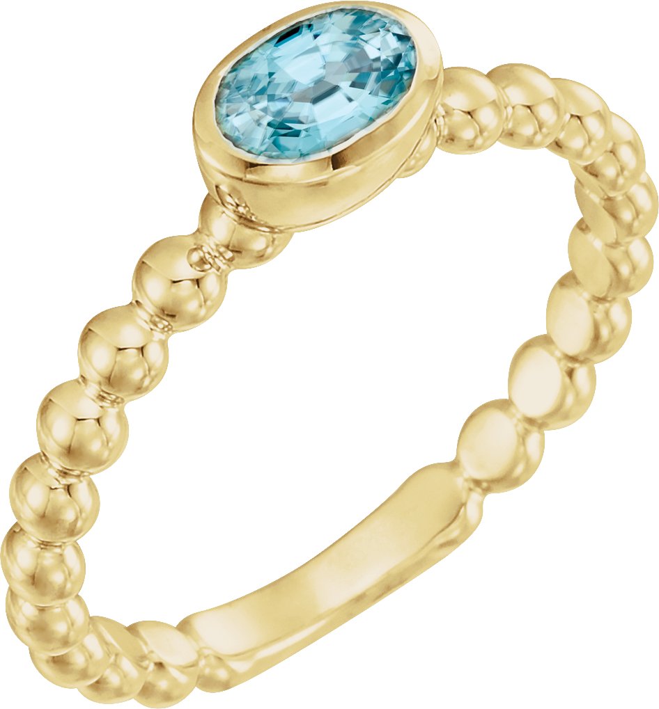 14K Yellow Blue Zircon Stackable Family Ring Ref 16233060