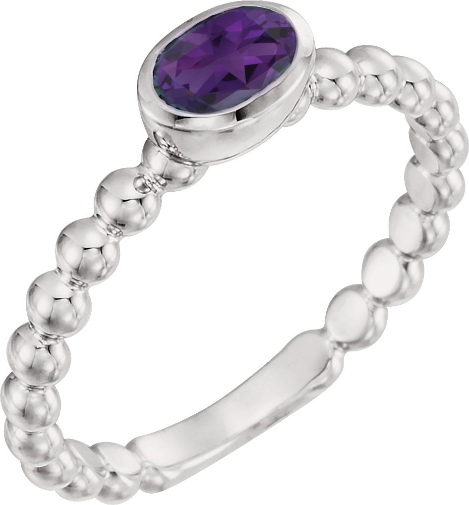 14K White Amethyst Stackable Family Ring Ref 16233023