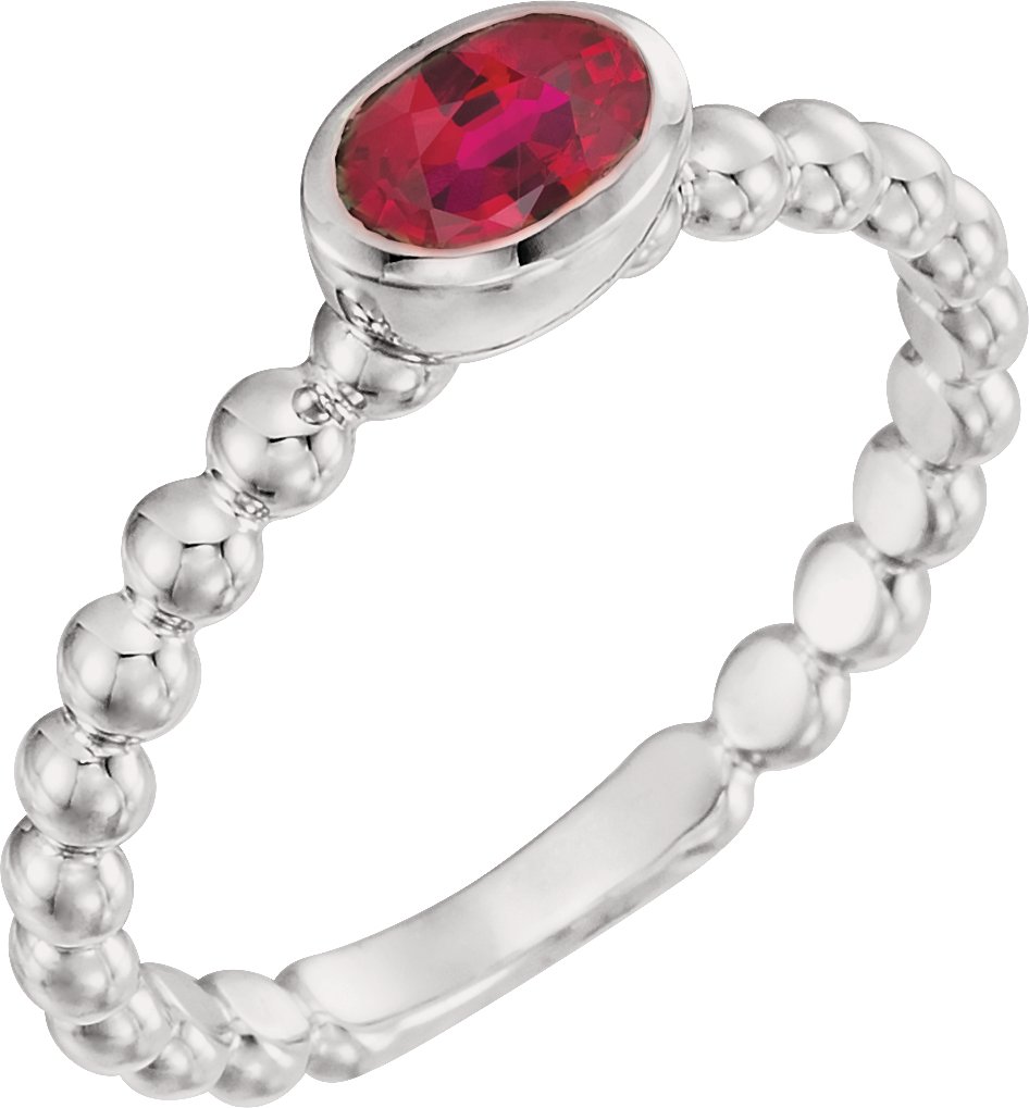 Sterling Silver Chatham Created Ruby Stackable Family Ring Ref 16233078