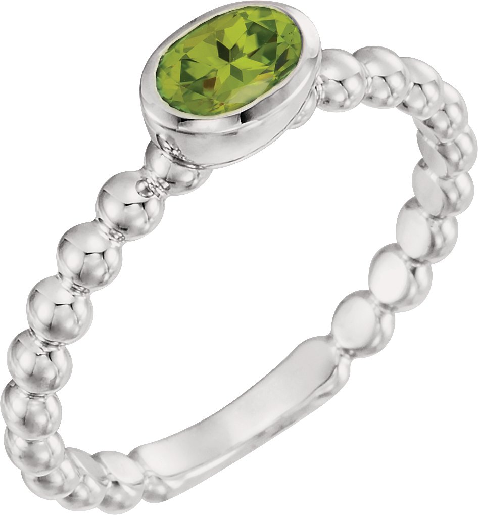 14K White Peridot Stackable Family Ring Ref 16233043