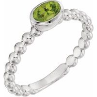 Sterling Silver Natural Peridot Family Stackable Ring