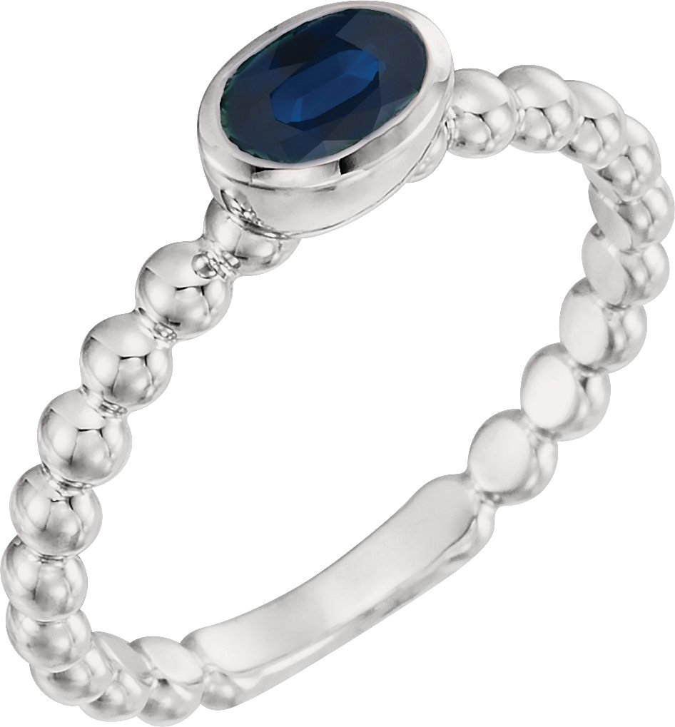 14K White Blue Sapphire Stackable Family Ring Ref 16233047