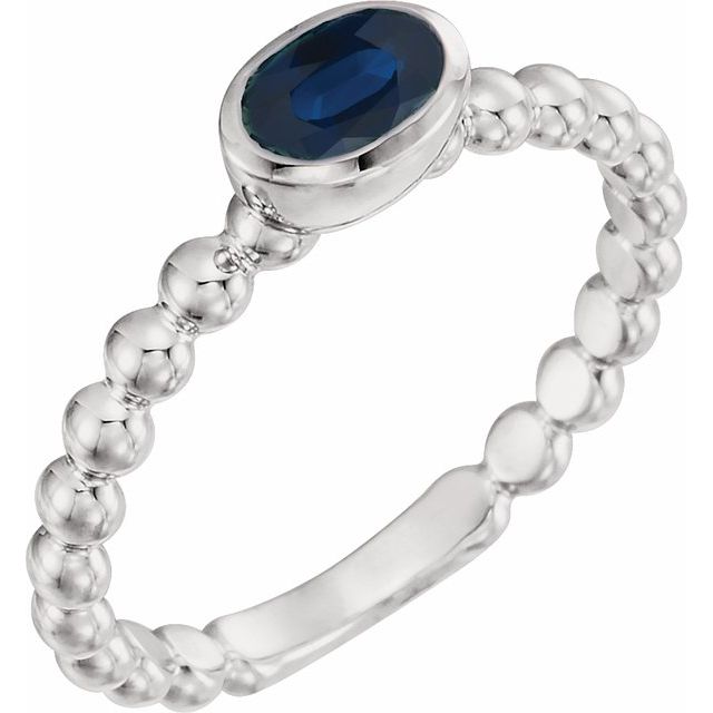 Sterling Silver Lab-Grown Blue Sapphire Family Stackable Ring