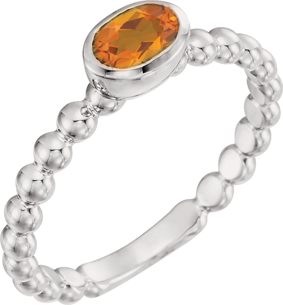 14K White Citrine Stackable Family Ring Ref 16233055