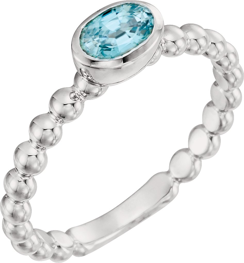 14K White Blue Zircon Stackable Family Ring Ref 16233059