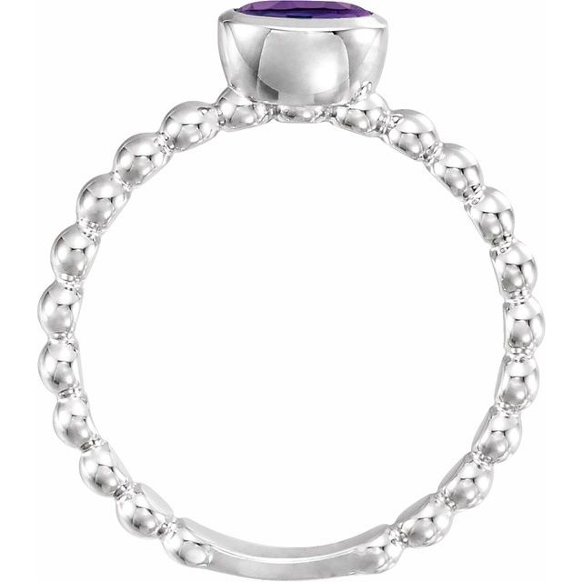 14K White Natural Amethyst Family Stackable Ring