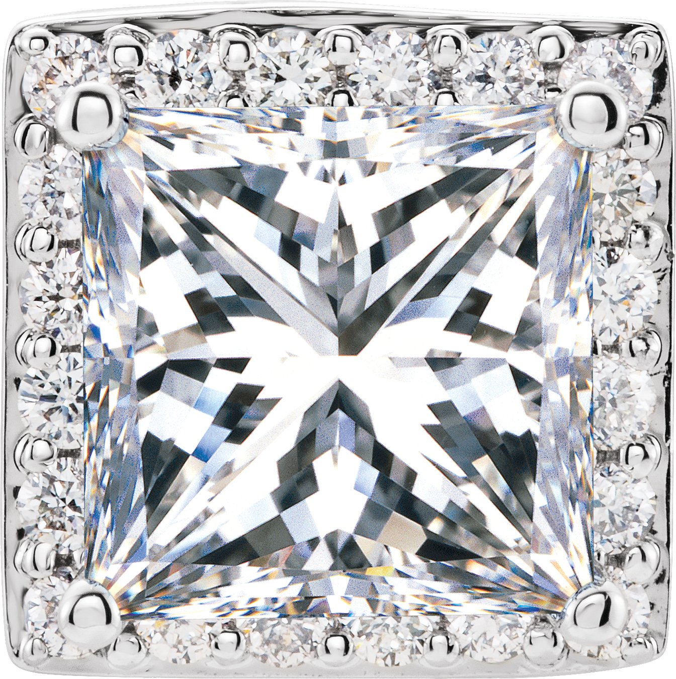Square 4-Prong Halo-Style Peg Setting 